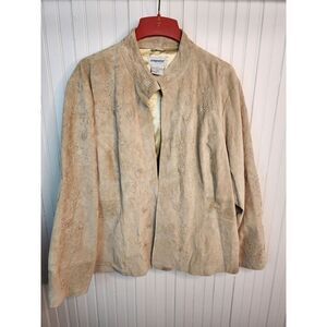 Bridgewater Studio Tan Suede Leather Jacket Women's  26W Lined Plus‎ Size